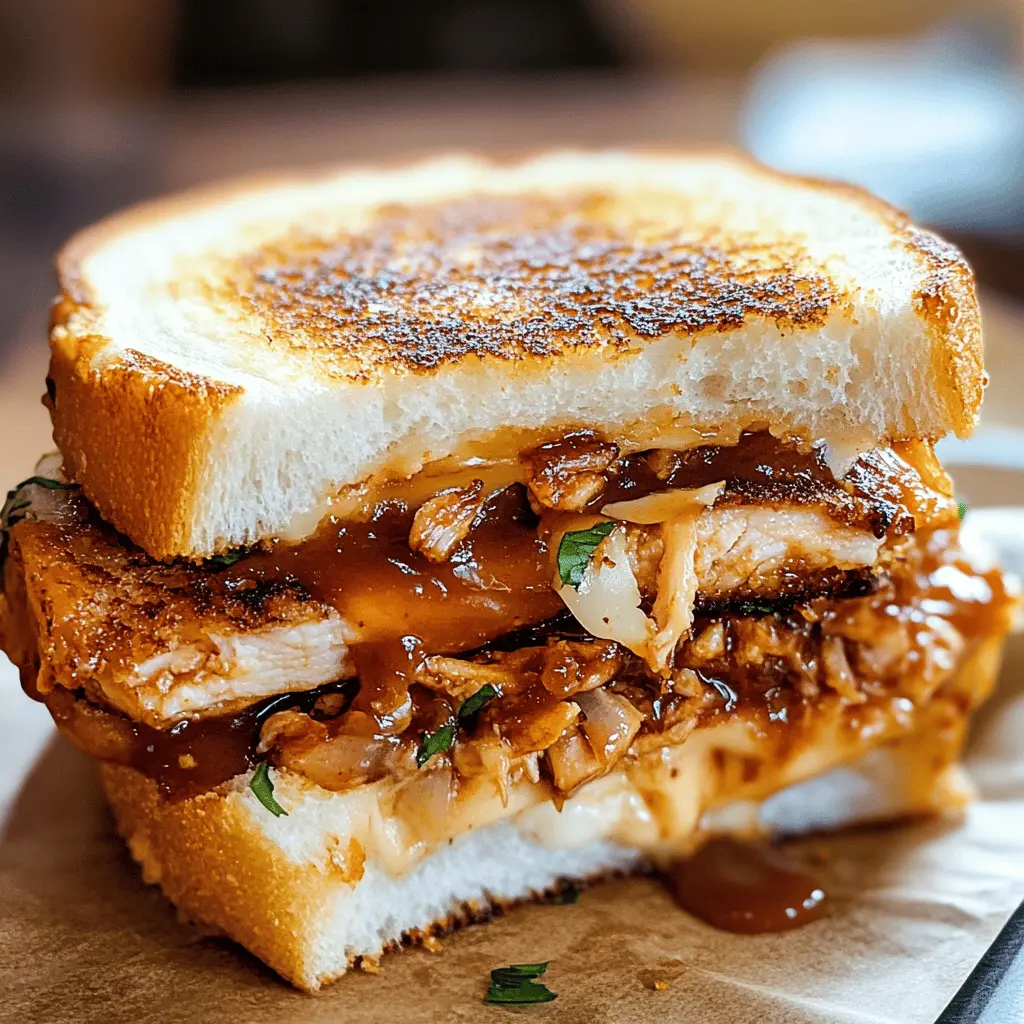 This BBQ Chicken Grilled Cheese is a mouthwatering blend of tender chicken, tangy barbecue sauce, and gooey melted cheese. Perfect for a quick lunch or a cozy dinner, this easy recipe packs big flavors that everyone will love. Save this pin for your next comfort food craving, and enjoy a tasty twist on a classic sandwich!