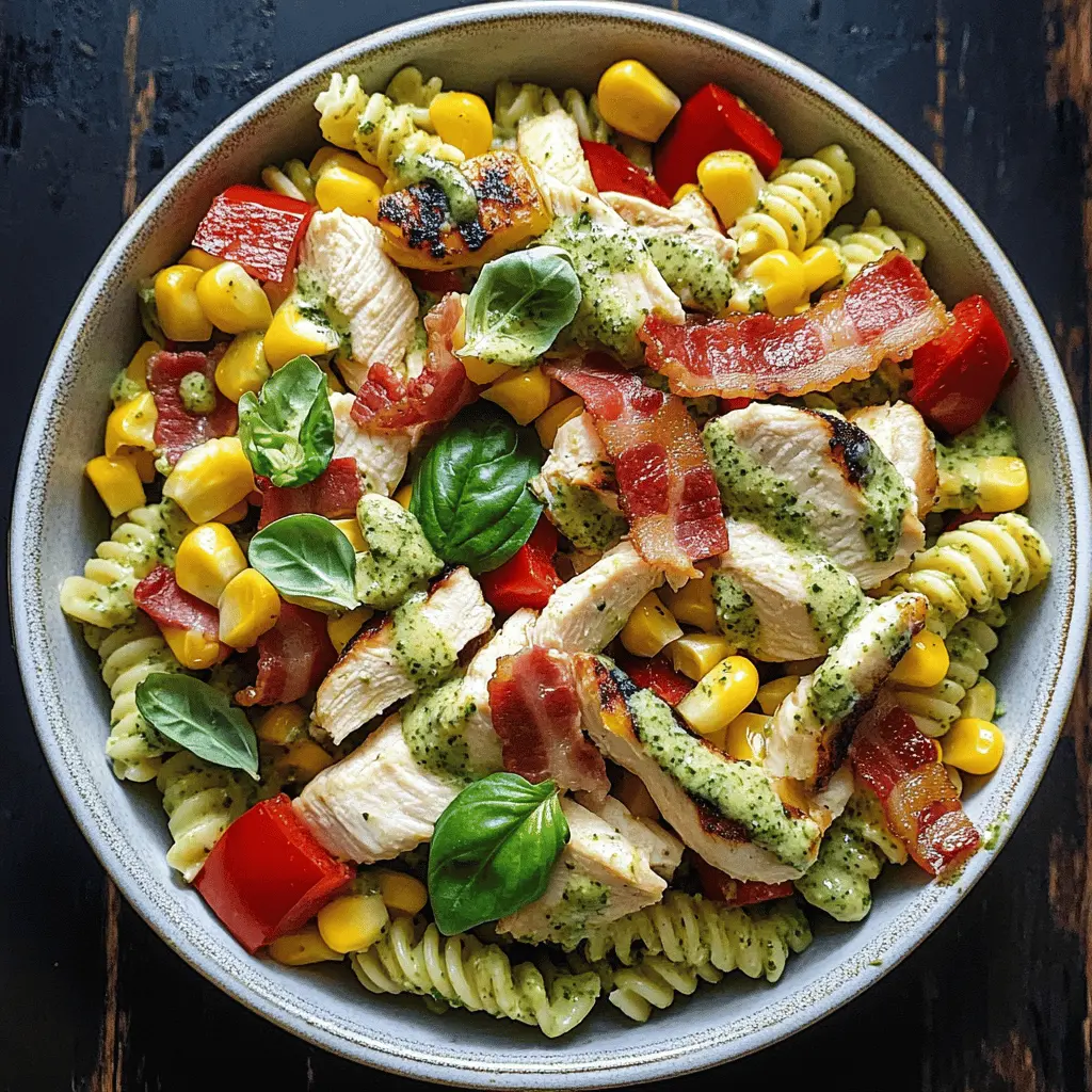 This Chicken and Corn Pasta Salad is your go-to for a fresh and hearty meal! Packed with tender chicken, sweet corn, vibrant bell peppers, and a creamy pesto dressing, it's bursting with flavor. Perfect for picnics, potlucks, or a quick weeknight dinner—save this recipe for a delightful dish that your family will love!