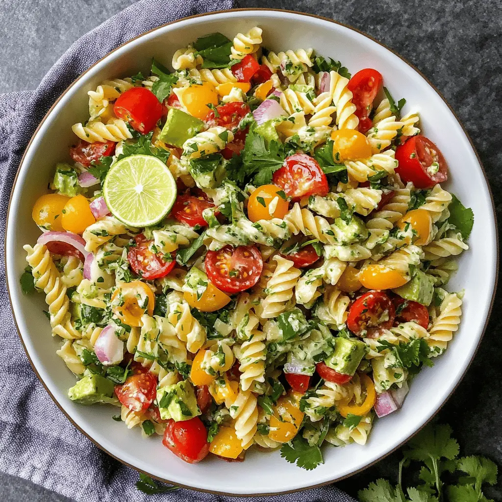 Brighten your meal with this refreshing Cilantro Lime Pasta Salad! Bursting with zesty lime, fresh cilantro, and colorful veggies, this dish is perfect for picnics, potlucks, or a quick weeknight dinner. It's a delightful balance of flavors that everyone will love. Save this recipe for a vibrant side or main dish that will impress your guests!