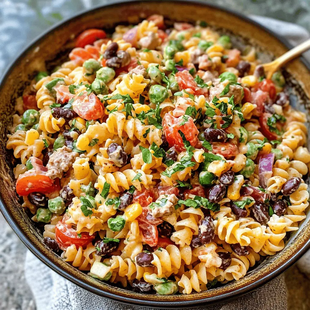 Get ready to whip up a delightful Cowboy Pasta Salad that's bursting with fresh flavors! This colorful dish features hearty pasta, crisp veggies, and zesty dressing, making it perfect for summer BBQs or potlucks. Ideal for a crowd, it's a crowd-pleaser that’s quick to prepare. Save this recipe and impress your friends at the next gathering!