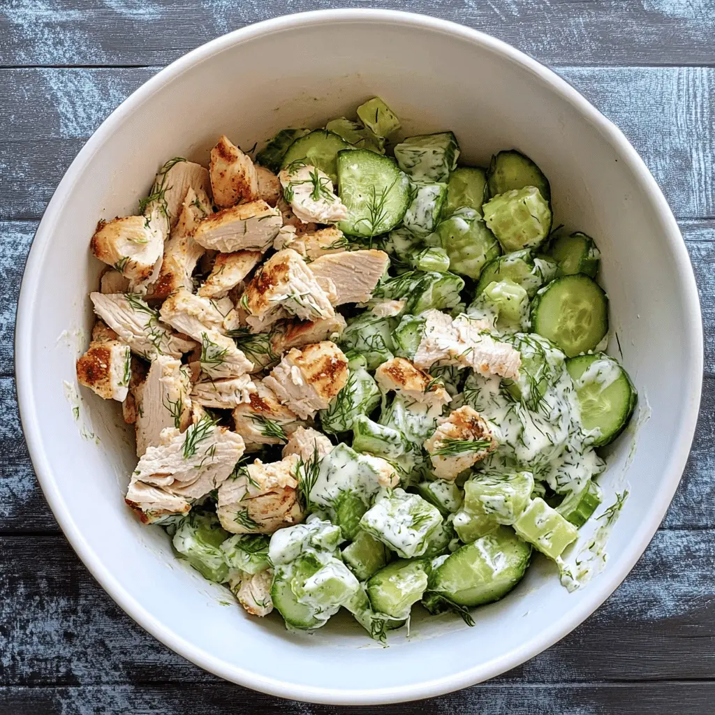 Looking for a light and refreshing meal? This Cucumber Dill Greek Yogurt Rotisserie Chicken Salad is packed with flavor and nutrients! Featuring succulent rotisserie chicken, crunchy cucumbers, and a zesty dill Greek yogurt dressing, it’s perfect for lunch or a quick dinner. Save this recipe for your next picnic or potluck!