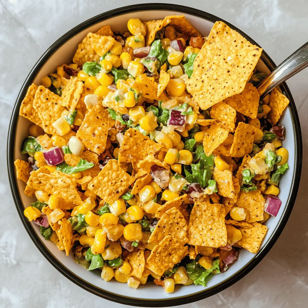 This Easy Frito Corn Salad is a delightful combination of crunchy Fritos, sweet corn, and a creamy dressing that’s perfect for any gathering! With just a few simple ingredients, you can whip up this crowd-pleaser in no time. Save this recipe for picnics, barbecues, or family potlucks to impress your guests with a tasty side dish!