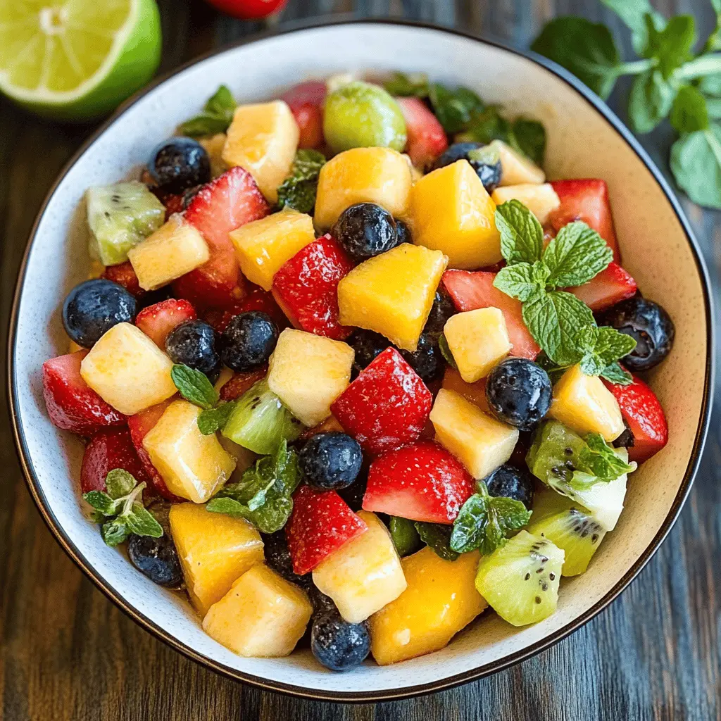 Brighten your day with this refreshing Fruit Salad featuring a zesty honey lime dressing! Perfect for picnics, brunches, or a healthy snack, it's a delightful mix of your favorite fruits. This colorful dish not only tastes amazing but is also packed with vitamins. Save this easy recipe for a burst of fruity goodness anytime!