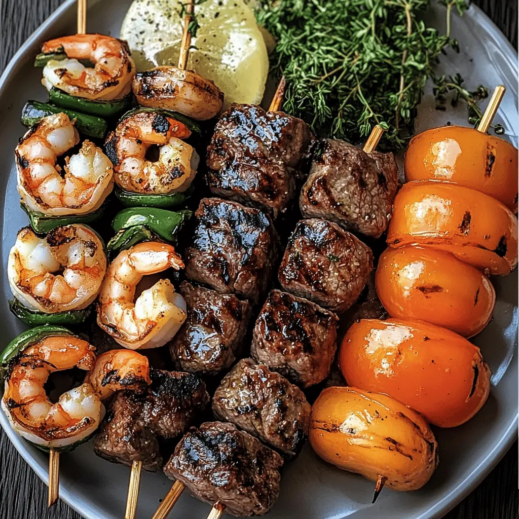Get ready to impress at your next barbecue with these grilled steak and shrimp kabobs! Juicy steak pieces paired with succulent shrimp and colorful veggies create a feast for both the eyes and the taste buds. Perfect for easy entertaining or a weekend dinner, this recipe promises a delightful blend of flavors. Save this pin for your next grilling adventure!