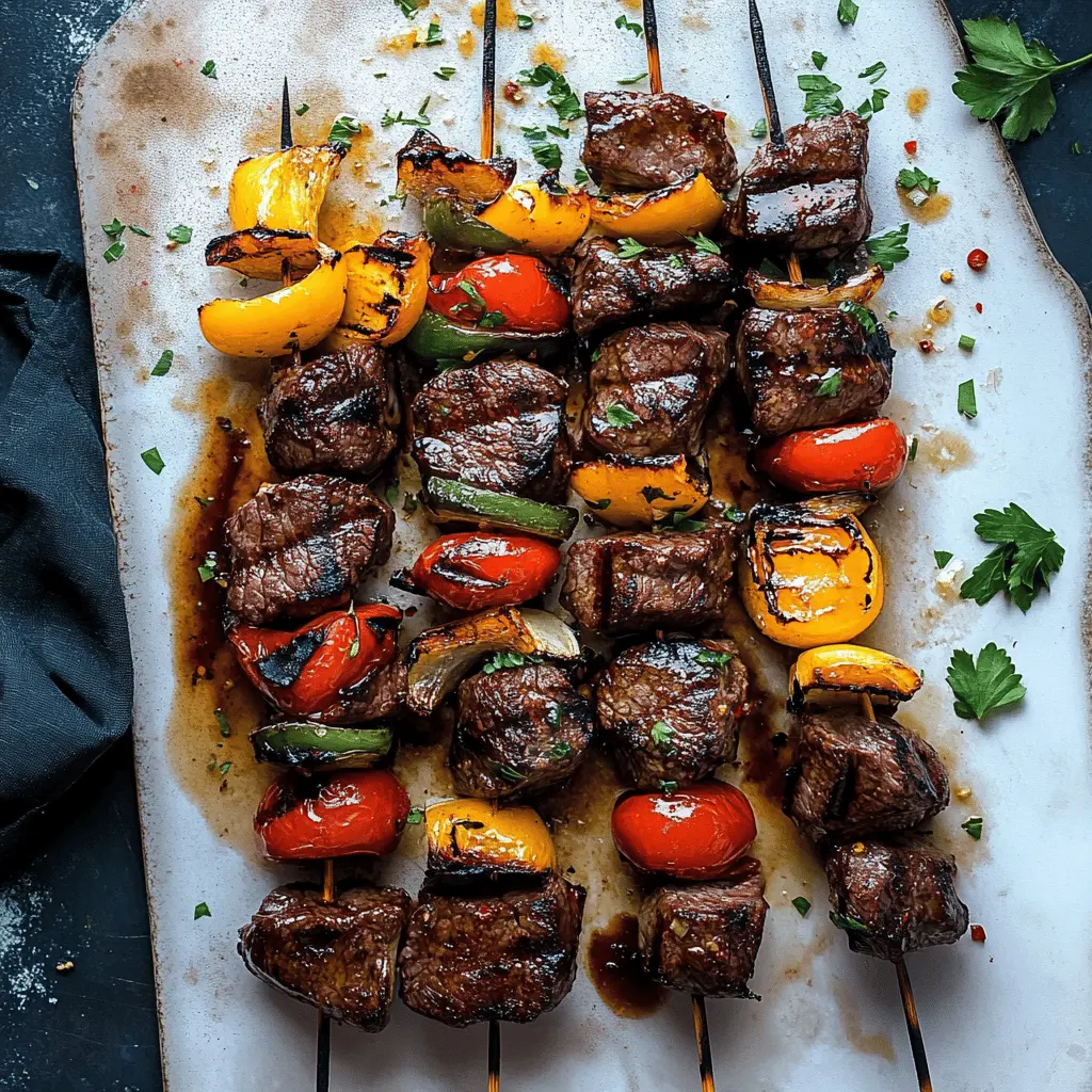 Fire up your grill for these tasty grilled steak kabobs! Made with juicy chunks of beef, colorful veggies, and a zesty marinade, these kabobs are perfect for weekend cookouts or family gatherings. Easy to make and packed with flavor, they are a crowd-pleaser that everyone will love. Save this recipe for your next barbecue!