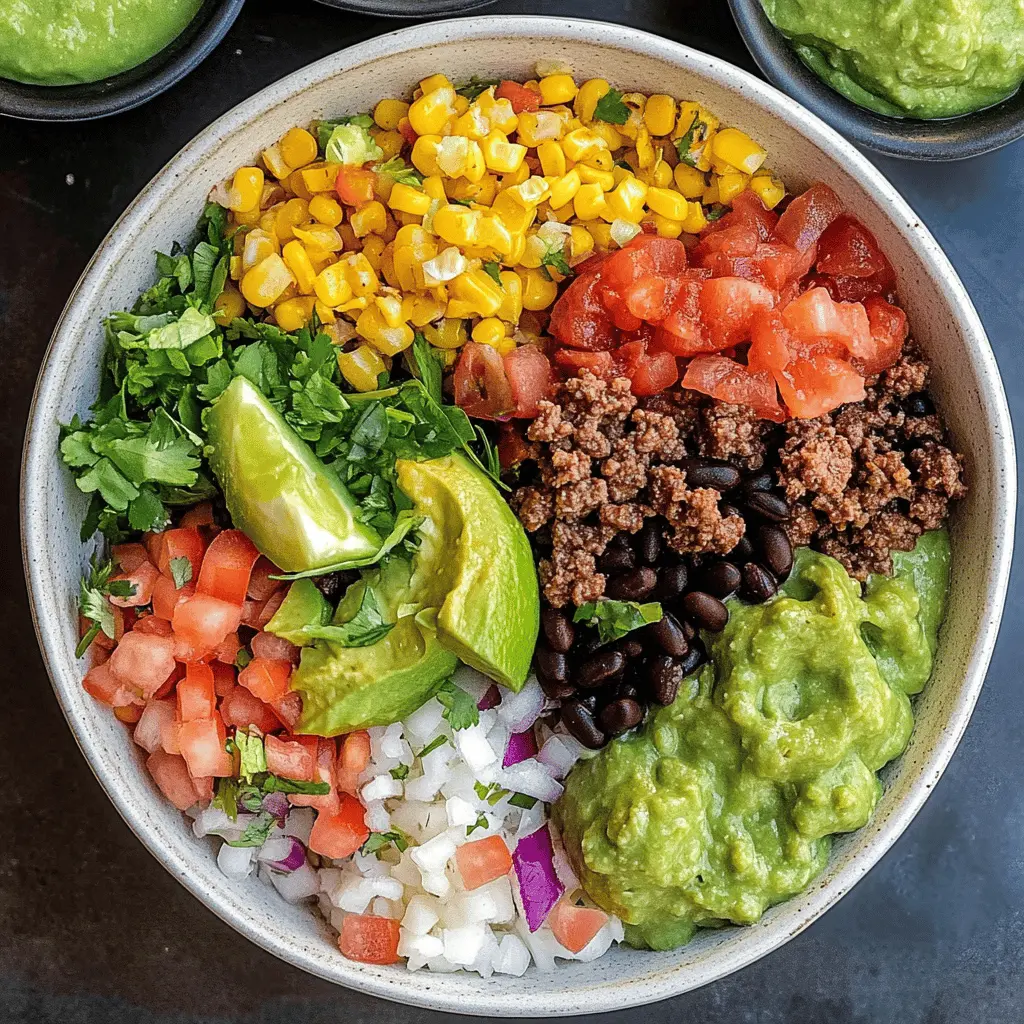 Get ready for a delicious Ground Beef Burrito Bowl that’s perfect for busy weeknights! This hearty dish combines seasoned ground beef, fluffy rice, fresh veggies, and your favorite toppings all in one bowl. It's customizable, satisfying, and great for meal prep. Save this recipe for a quick, flavorful dinner that everyone will love! Ideal for Taco Tuesdays or when you need a comforting meal.