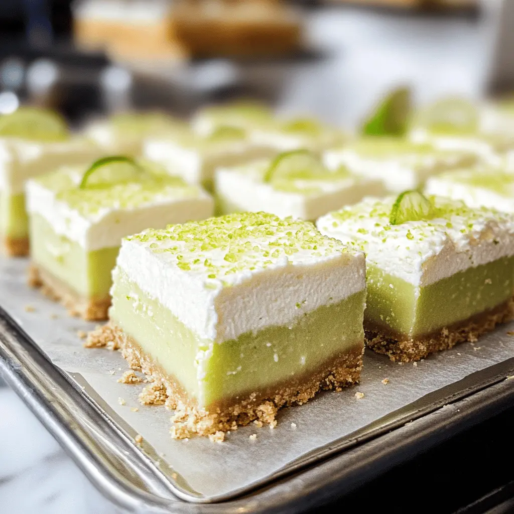 These Key Lime Pie Bars are the perfect treat for citrus lovers! With a buttery graham cracker crust and a creamy, tangy lime filling, they bring a taste of sunshine to your dessert table. Easy to make and even easier to enjoy, save this recipe for your next gathering or a refreshing summer snack!