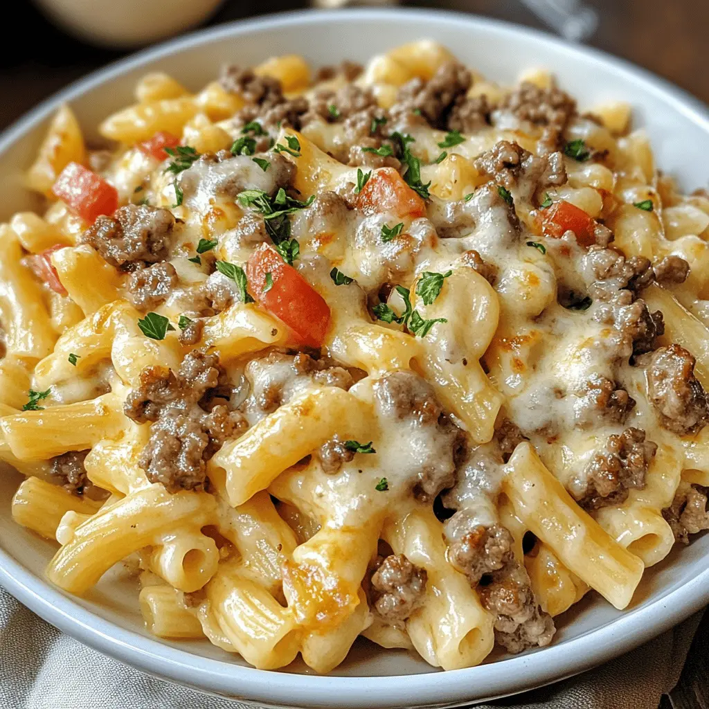Creamy and comforting, this Loaded Cheeseburger Alfredo Pasta is the ultimate weeknight dinner! With juicy ground beef, cheesy goodness, and a rich alfredo sauce, it's both hearty and satisfying. Perfect for family meals or cozy gatherings! Save this recipe for your next delicious night in.
