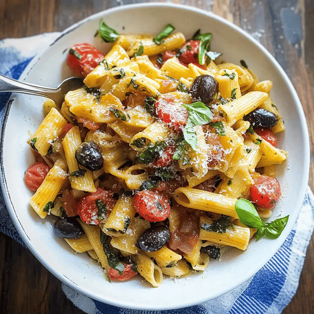 Make weeknight dinners a breeze with this Mediterranean One Pot Pasta! Packed with fresh vegetables, zesty herbs, and delightful flavors, it's a simple yet satisfying meal that brings the taste of the Mediterranean to your table. Perfect for busy evenings or cozy weekend dinners. Save this recipe for a quick, delicious dish whenever you need it!