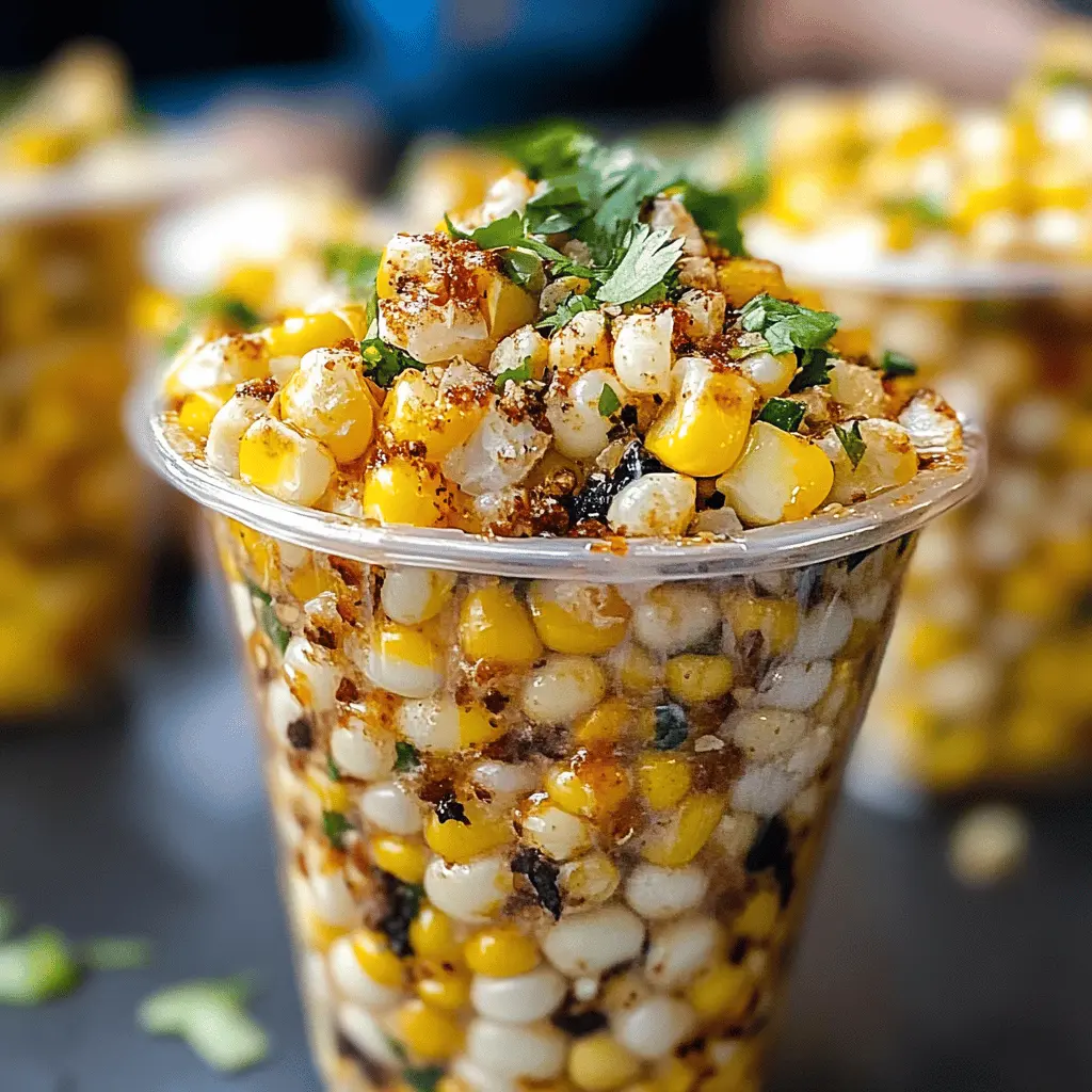 These Mexican Corn Cups (esquites) are a delightful street food treat bursting with flavor! Made from sweet corn, fresh lime, and creamy mayo, they offer a perfect balance of tangy and savory. Ideal for parties, gatherings, or a fun snack at home. Save this easy recipe for a delicious taste of Mexico anytime you want!
