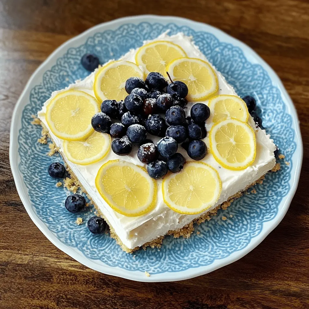 Brighten your day with this No Bake Lemon Blueberry Dessert! Bursting with zesty lemon flavor and sweet blueberries, this creamy treat is perfect for warm days. Made with simple ingredients, it’s easy to prepare and requires no baking. Perfect for picnics, gatherings, or a refreshing after-dinner treat! Save this recipe now to impress your family and friends!