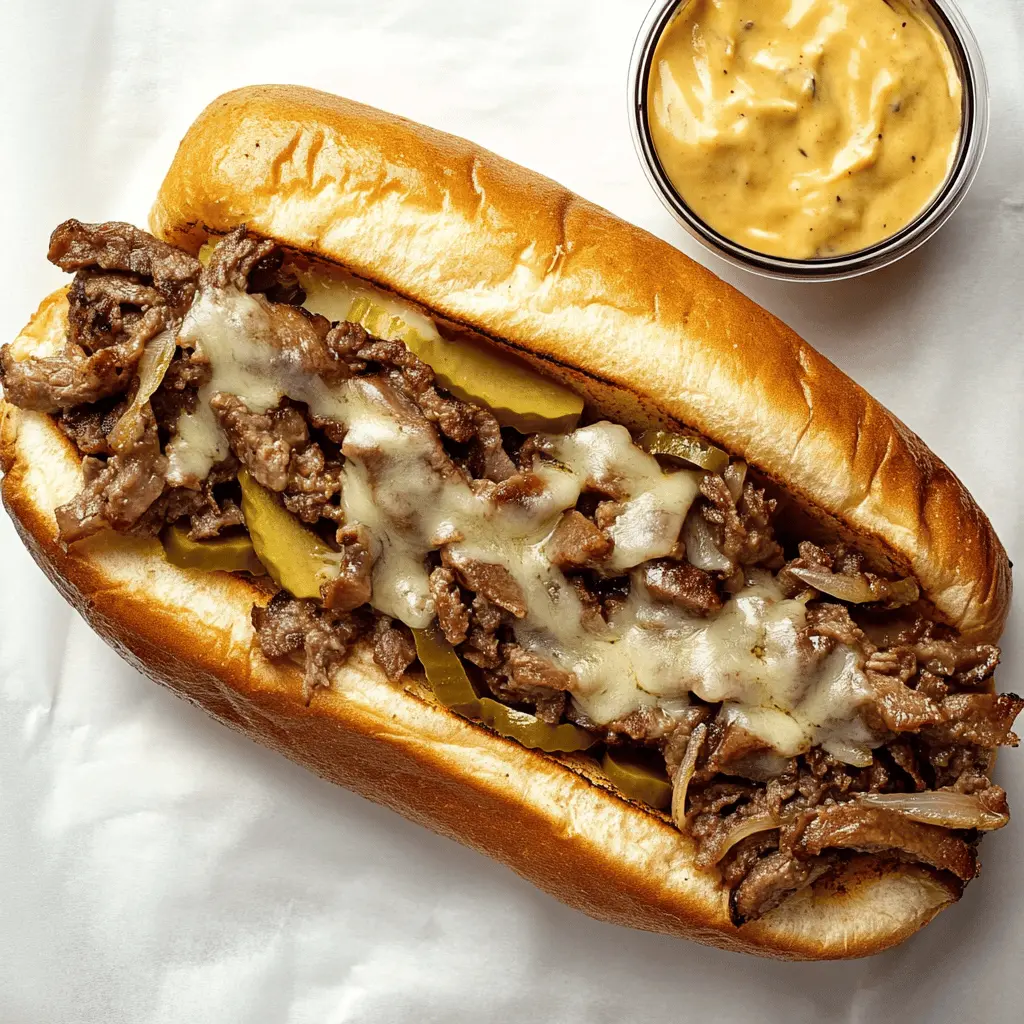 Get ready to make the ultimate Philly Cheesesteak at home! This recipe features tender ribeye steak, sautéed onions, and gooey provolone cheese all nestled in a soft hoagie roll. Perfect for game day or a hearty weeknight dinner. Save this pin to whip up a delicious and satisfying sandwich that will impress your family and friends!