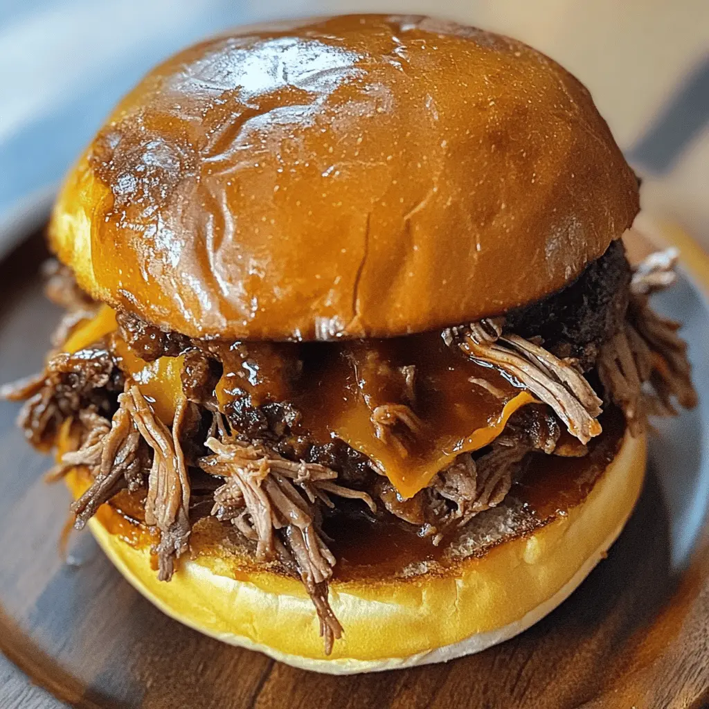 Warm, tender pulled beef sandwiches are perfect for game day or a cozy family dinner! This easy recipe combines flavorful beef with your favorite barbecue sauce, served on soft rolls. It's a real crowd-pleaser that requires minimal effort. Save this delicious recipe for your next gathering and enjoy mouthwatering sandwiches everyone will love!