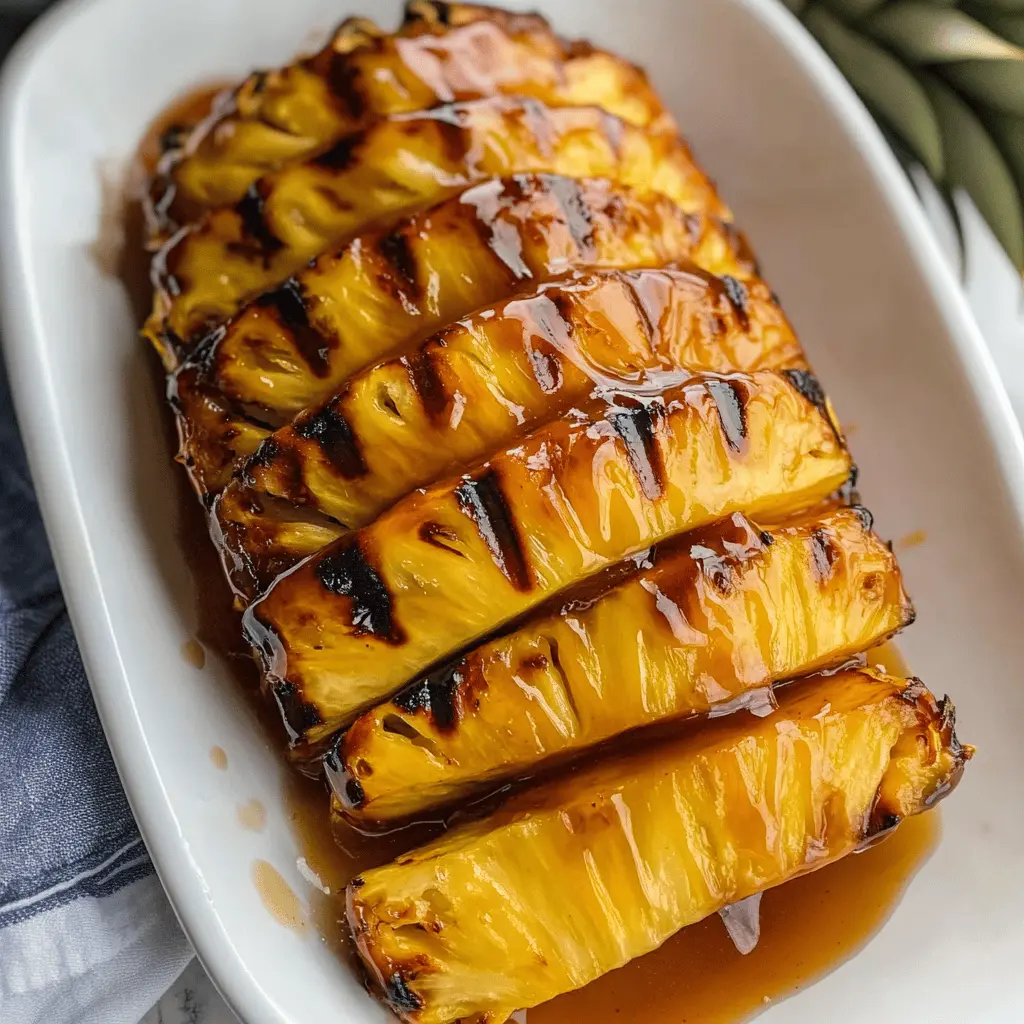 Sweet, caramelized roasted pineapple drizzled with a honey cinnamon glaze is the perfect blend of flavors! This quick and easy recipe is ideal for summer barbecues, tropical-themed parties, or a delightful dessert. Save this pinned recipe to enjoy a refreshing treat anytime you want to impress your guests or satisfy your sweet tooth!