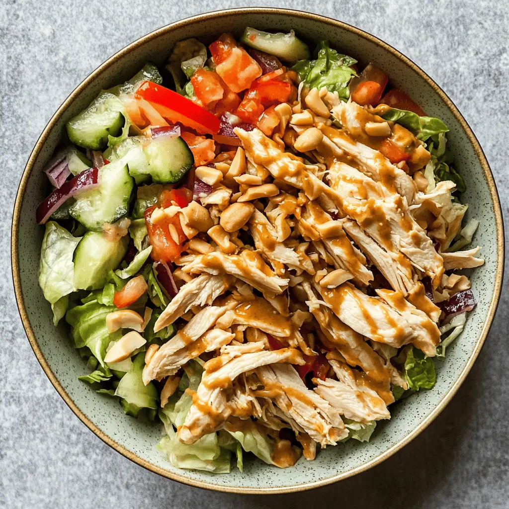 This Thai Chicken Salad with Peanut Dressing is a refreshing mix of tender chicken, crisp veggies, and a creamy peanut sauce that brings everything together. Perfect for meal prep or a quick lunch, it’s healthy, vibrant, and bursting with flavor. Save this easy recipe for a delightful dish that’s great for picnics, potlucks, or light dinners!