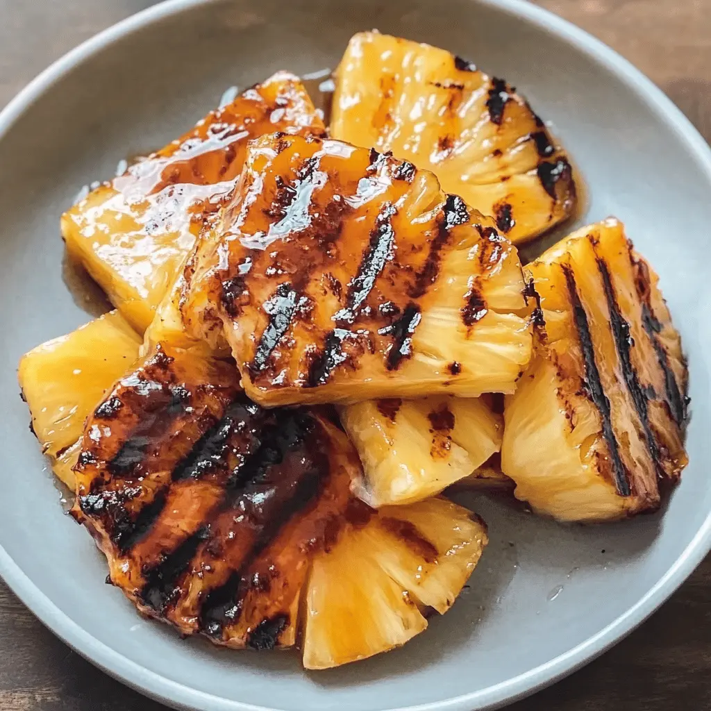 Turn your barbecue into a tropical paradise with this easy grilled pineapple recipe! Sweet, caramelized pineapple slices, coated in a delicious brown sugar rum glaze, create a mouthwatering dessert you'll love. Perfect for summer gatherings or as a delightful ending to any meal. Make sure to save this pin for when you want to impress your guests!