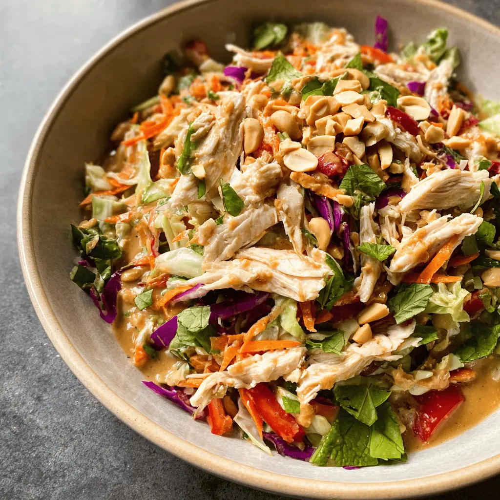 Easy Thai Chicken Salad With Creamy Peanut Dressing