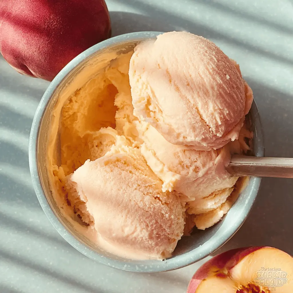Easy 2-Ingredient No Churn Peach Sherbet Recipe