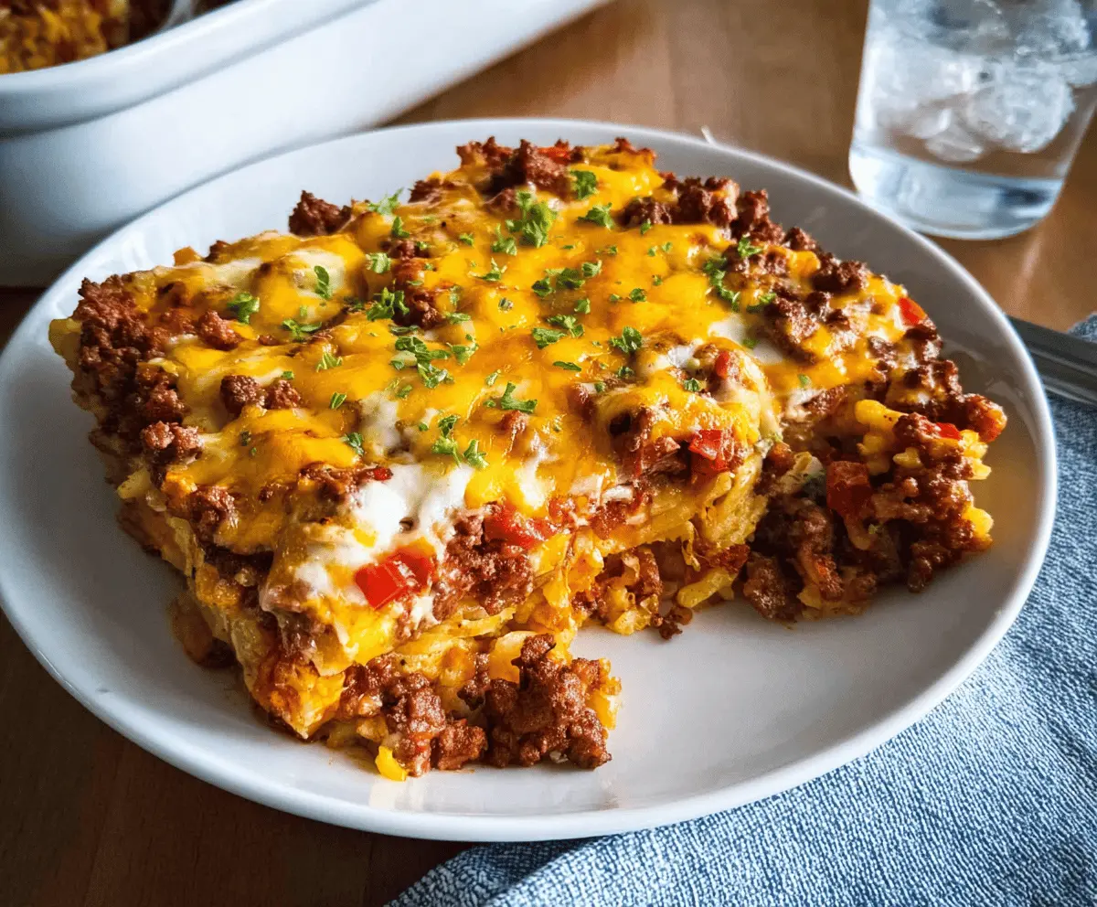 Easy Cheesy Hamburger Casserole Recipe