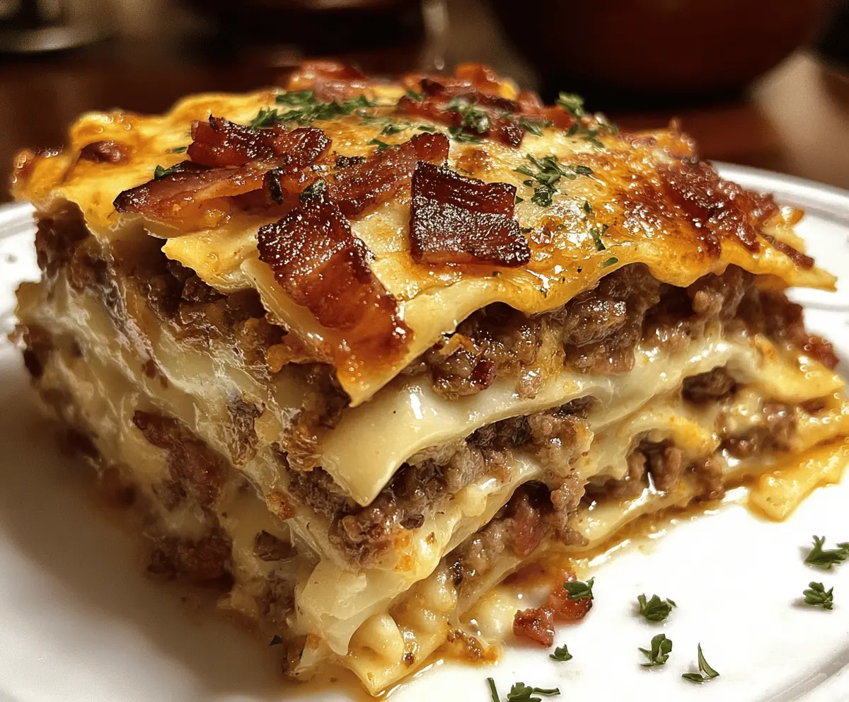 Easy Parmesan Garlic Bacon Cheeseburger Lasagna