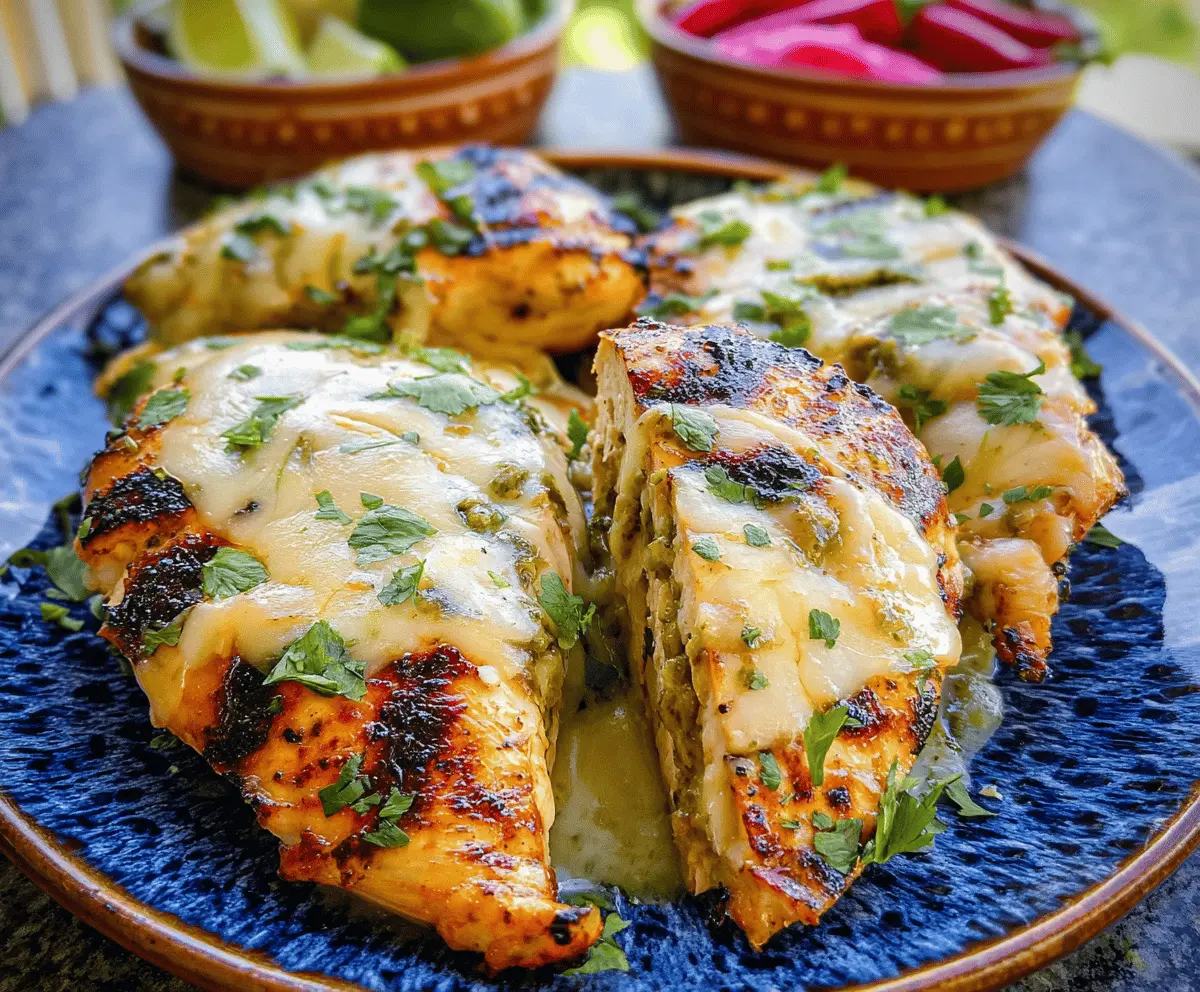 Easy Grilled Salsa Verde Pepper Jack Chicken