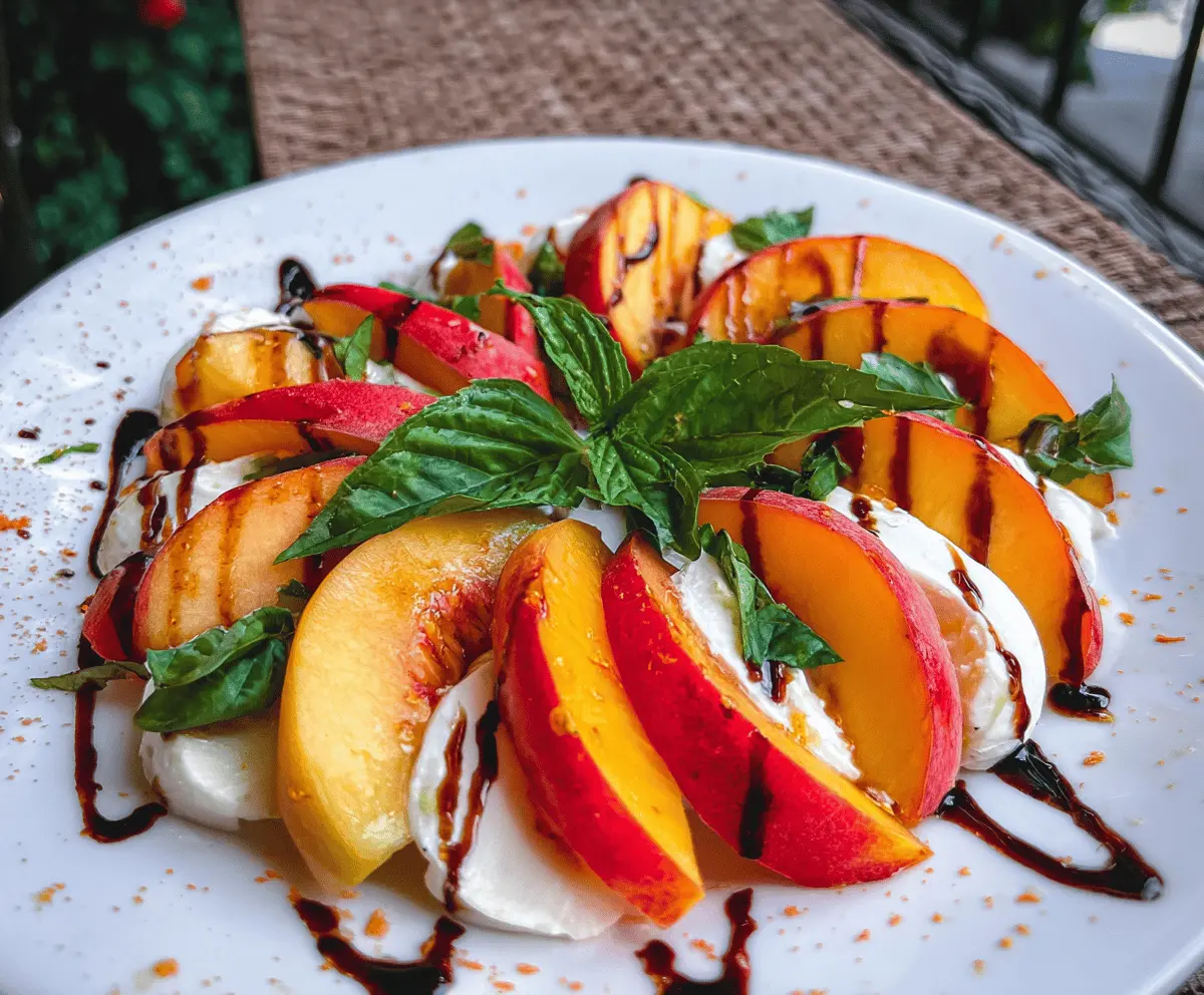 Easy Peach Caprese Salad with Fresh Mozzarella