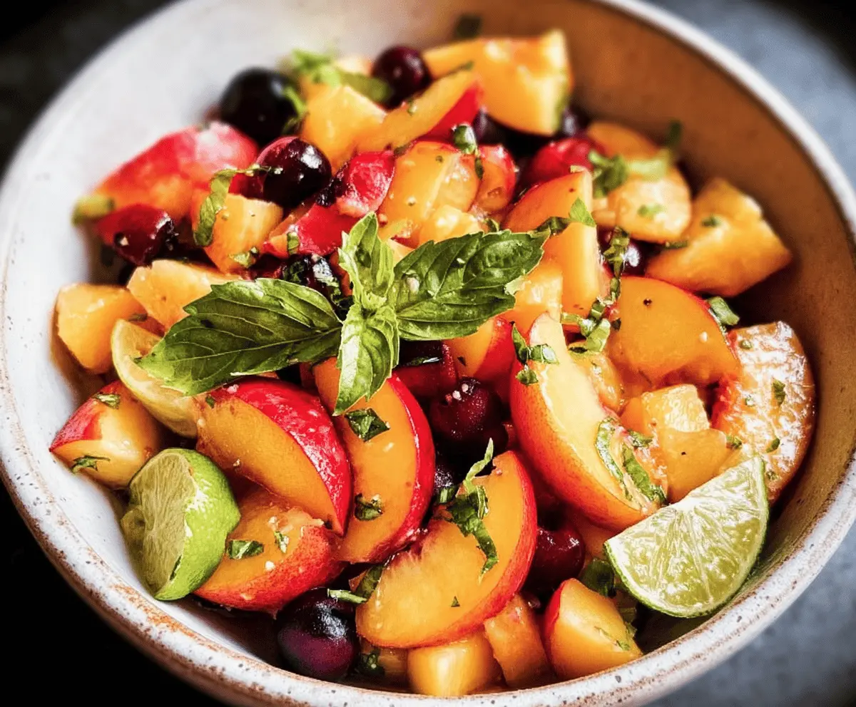 Easy Honey Lime Basil Peach Fruit Salad