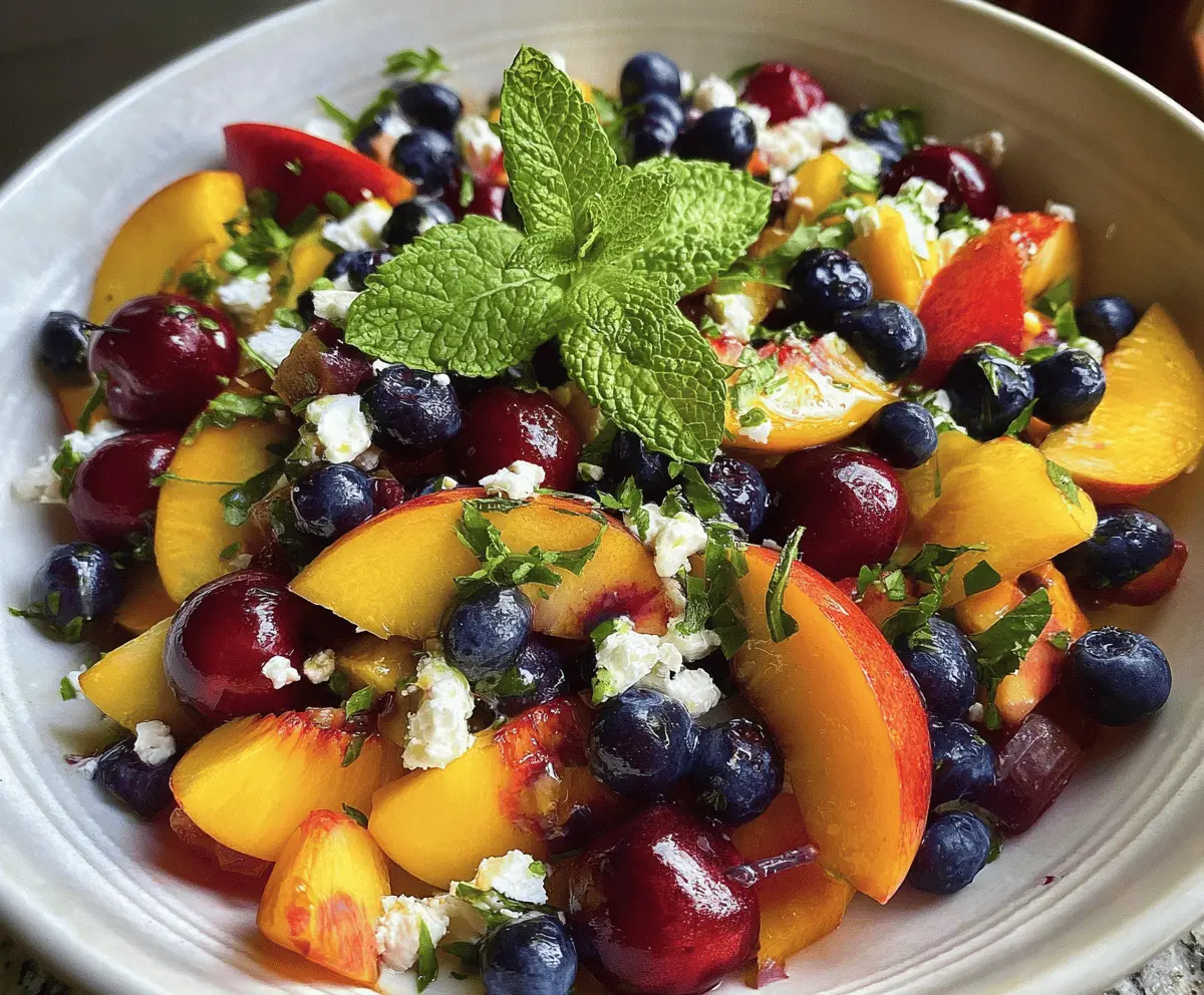 Fresh Blueberry Peach Feta Salad Recipe