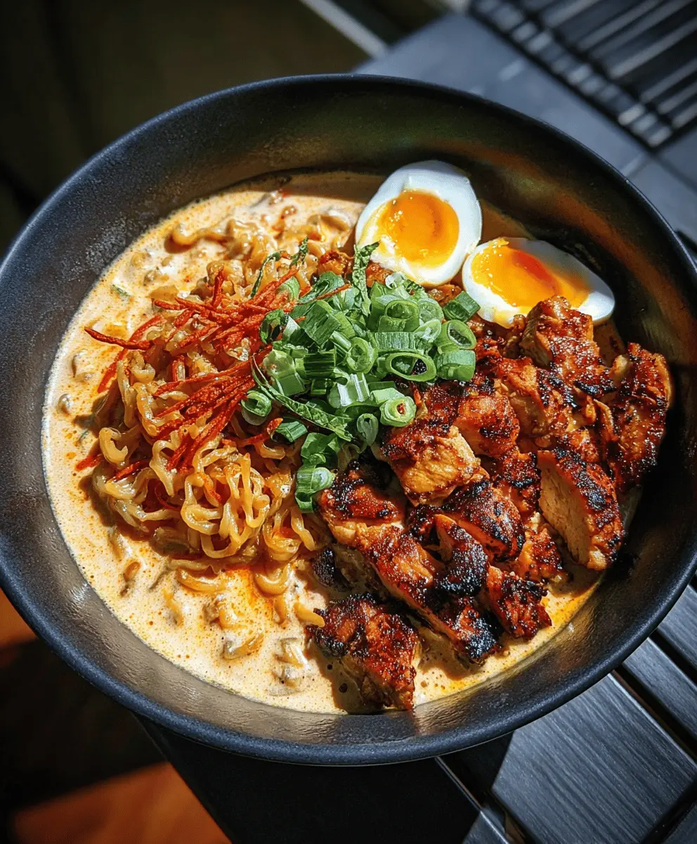 Fiery Chicken Ramen with Creamy Garlic Sauce Recipe