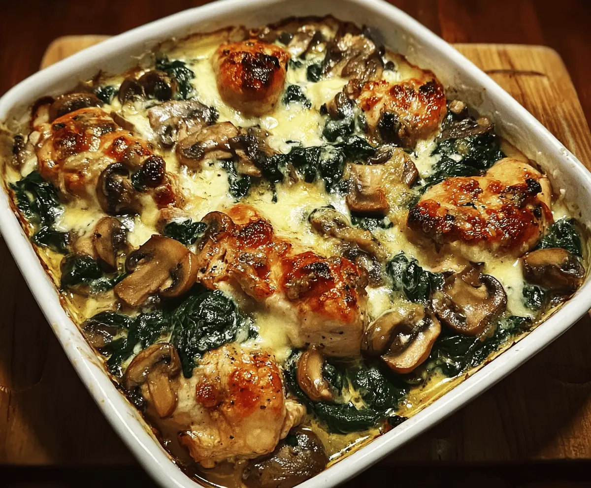 Low-Carb Chicken Spinach Mushroom Bake