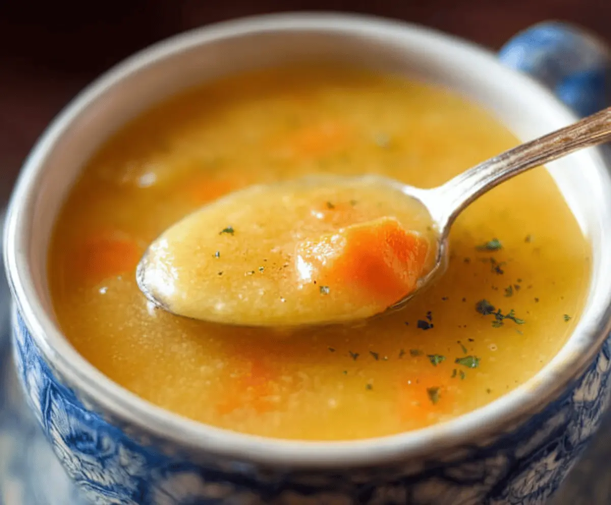 Creamy carrot and potato soup in a bowl topped with fresh herbs, perfect for a warm and nutritious meal.