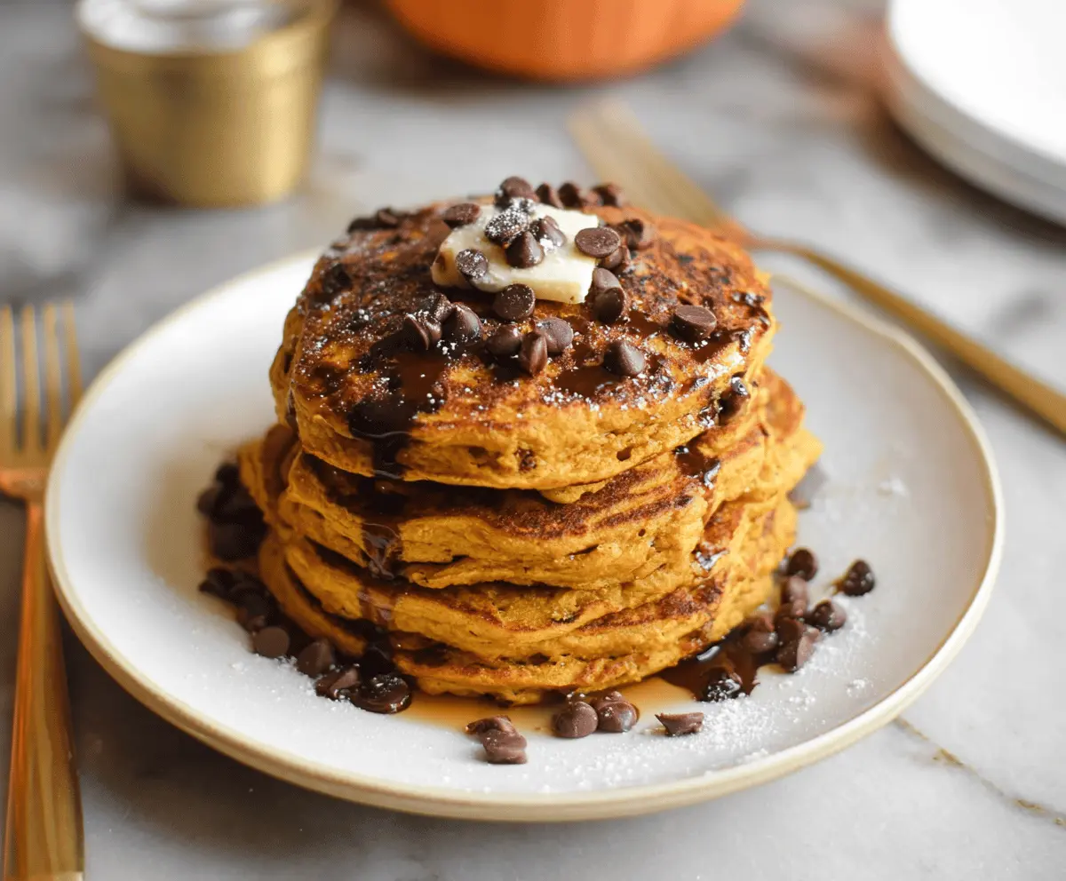 Spiced Pumpkin Chocolate Chip Pancakes